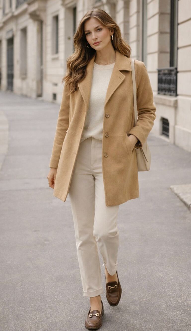 Charles Klein Camel Wool Coat Jacket Size 16 Classic Tailored Coat